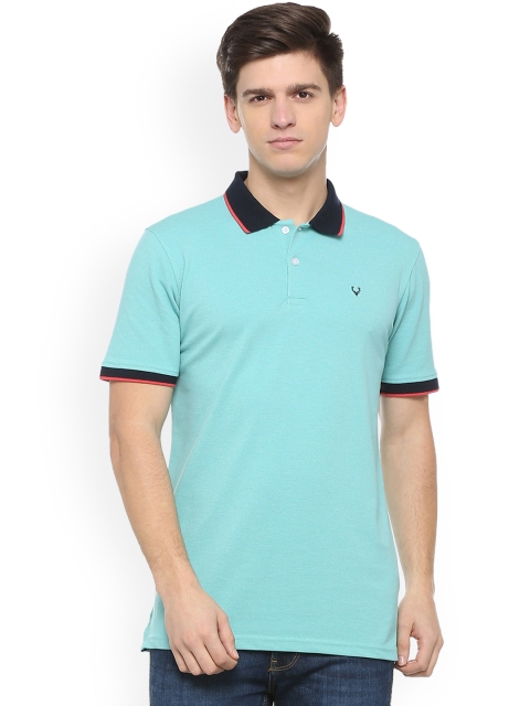

Allen Solly Men Turquoise Blue Solid Polo Collar T-shirt