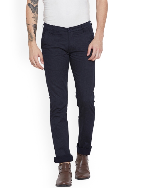 

Duke Men Navy Blue Slim Fit Solid Chinos