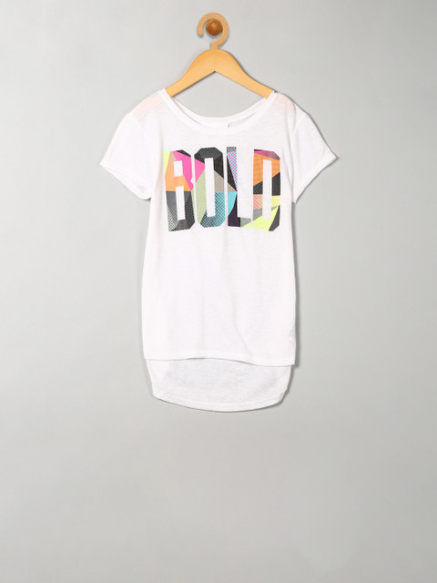 

GAP Girls White Graphic High Low Tee