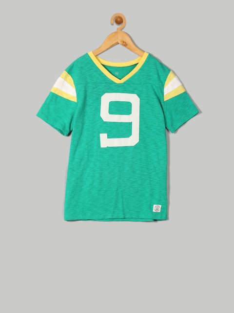 

GAP Boys Green Printed V-Neck T-shirt