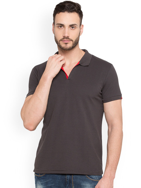 

Status Quo Men Brown Solid Polo Collar Pure Cotton T-shirt