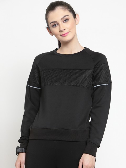 

BUKKUM Women Black Solid Sweatshirt