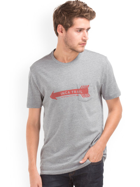 

GAP Men Grey Printed Round Neck T-shirt