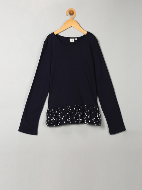 

GAP Girls Blue Printed Round Neck T-shirt