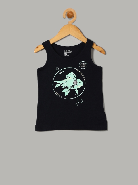 

GAP Girls Blue Printed Round Neck T-shirt