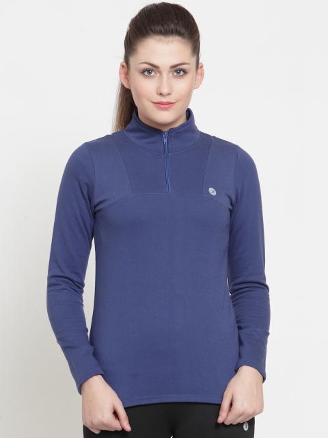 

BUKKUM Women Blue Solid Sweatshirt