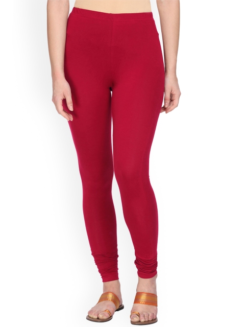 

Alena Women Red Solid Churidar-Length Leggings