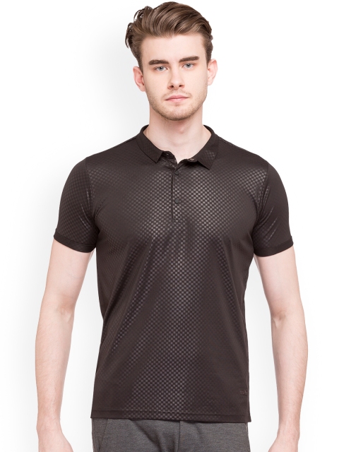 Status Quo Men Brown Checked Polo Collar Pure Cotton T-shirt