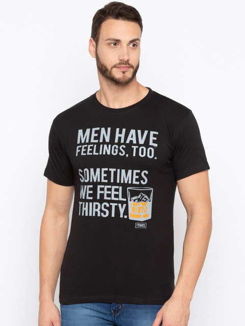 

Globus Men Black Printed Round Neck T-shirt