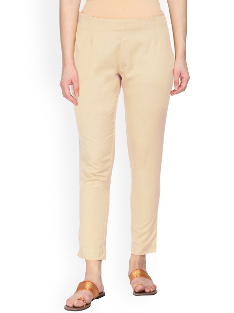

Alena Women Beige Regular Fit Solid Cigarette Trousers