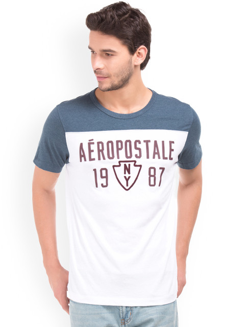 

Aeropostale Men White Printed Round Neck T-shirt