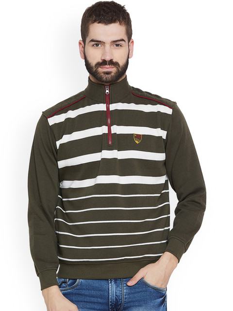 

Duke Men Green Striped Sweatshirt