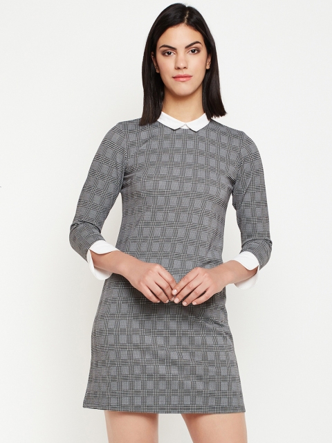 

Nun Women Grey Checked Shirt Dress