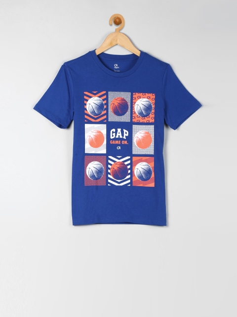 

GAP Boys Blue Printed Round Neck T-shirt