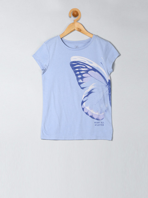 

GAP Girls Blue Printed Round Neck T-shirt