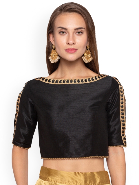 

Just B Women Black Dupion Padded Saree Blouse