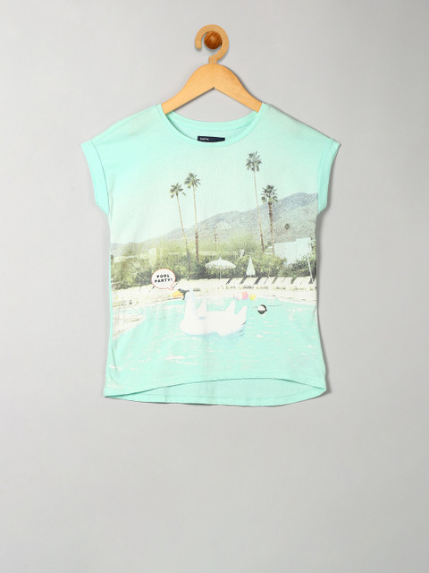 

GAP Girls Blue Printed Round Neck T-shirt