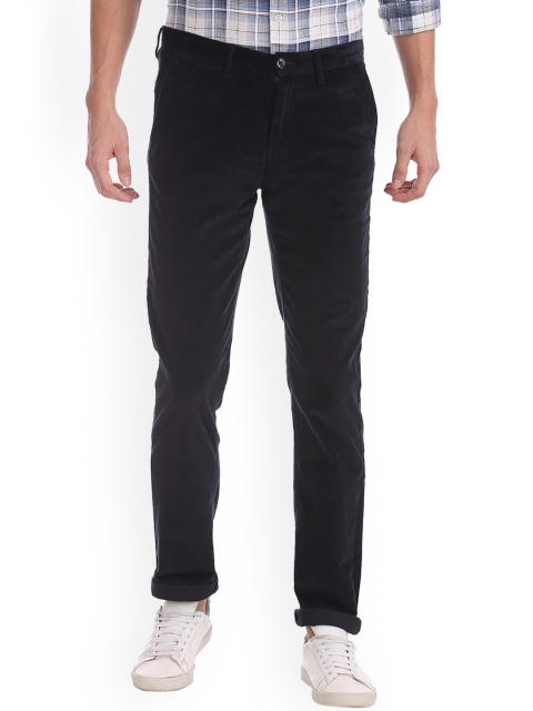 

Arrow Sport Men Navy Blue Slim Fit Solid Corduroy Regular Trousers