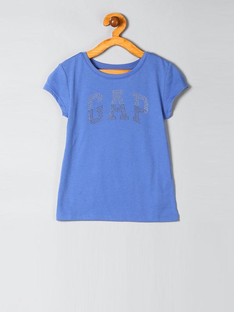 

GAP Girls Blue Self-Design T-shirt