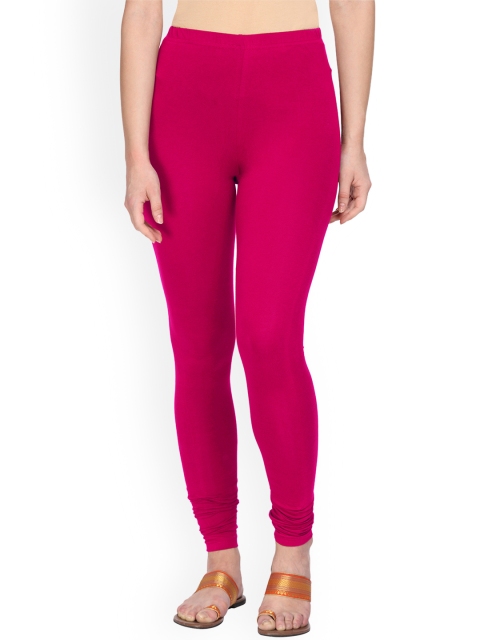 Alena Women Pink Solid Churidar-Length Leggings