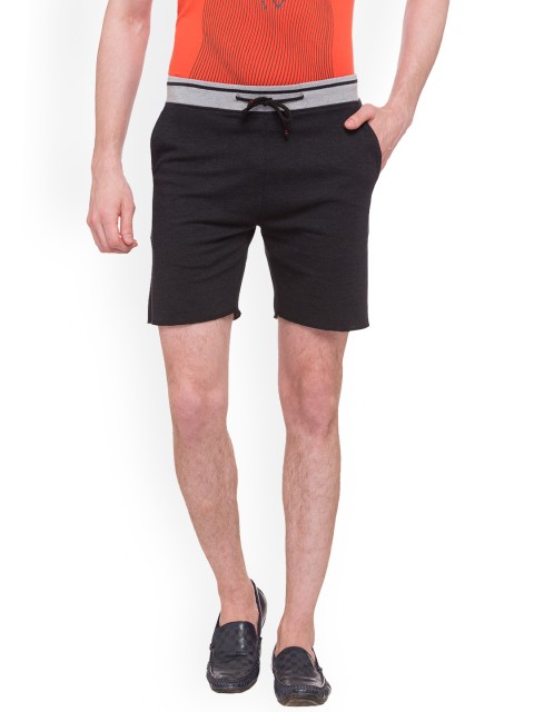 

Status Quo Men Charcoal Grey Self Design Slim Fit Regular Shorts