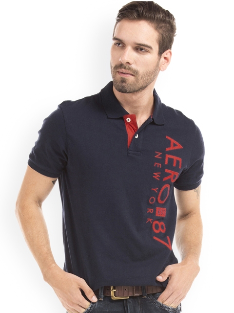 

Aeropostale Men Blue Embroidered Polo Collar T-shirt