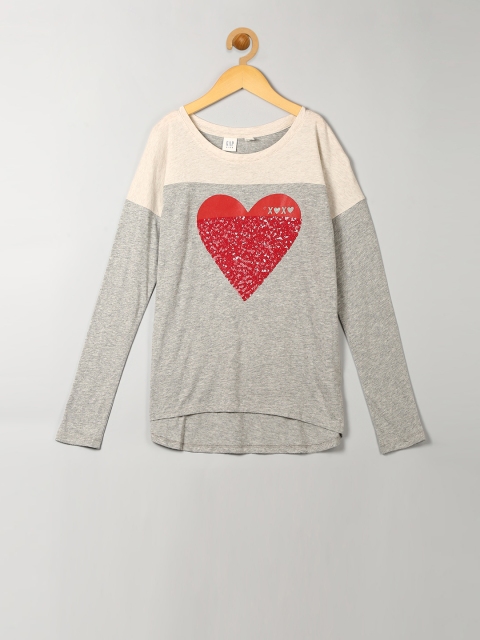 

GAP Girls Grey Colourblocked Round Neck T-shirt