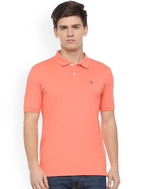 

Allen Solly Men Peach-Coloured Solid Polo Collar T-shirt