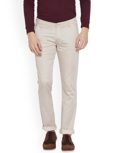 

Duke Men Cream-Coloured Slim Fit Solid Chinos