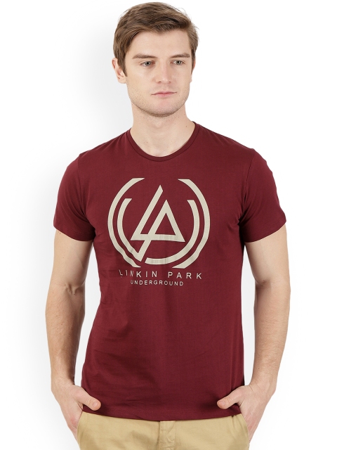 

Free Authority Men Maroon LINKIN PARK Printed Round Neck T-Shirt
