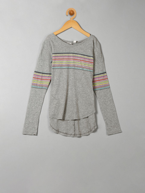 

GAP Girls Grey Striped V-Neck T-shirt