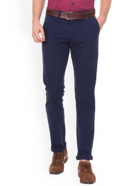 

Allen Solly Men Navy Blue Regular Fit Solid Regular Trousers