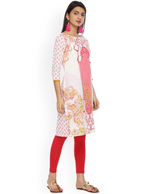 

Alena Women Red & White Printed Straight Kurta