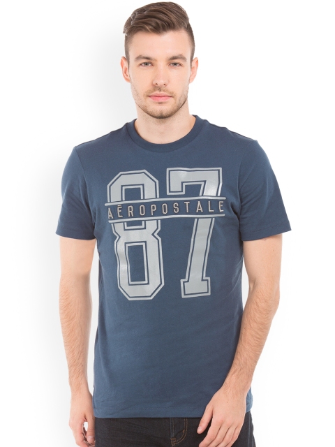 

Aeropostale Men Navy Blue Printed Round Neck T-shirt