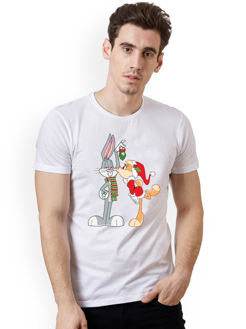 

Free Authority Men White Looney Tunes Printed Round Neck T-Shirt