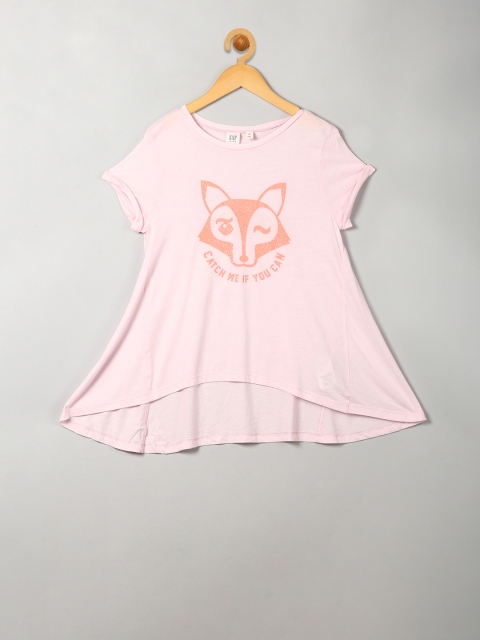 

GAP Girls Pink Printed Round Neck T-shirt