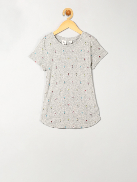 

GAP Girls Grey Printed Round Neck T-shirt