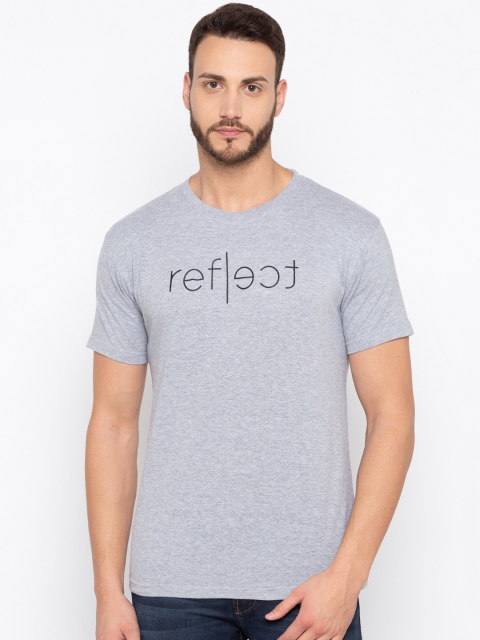 

Globus Men Grey Melange Printed Slim Fit Round Neck T-shirt