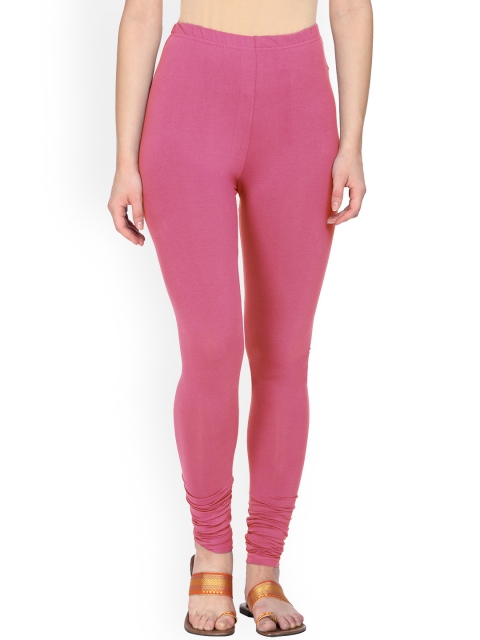 Alena Women Pink Solid Churidar-Length Leggings