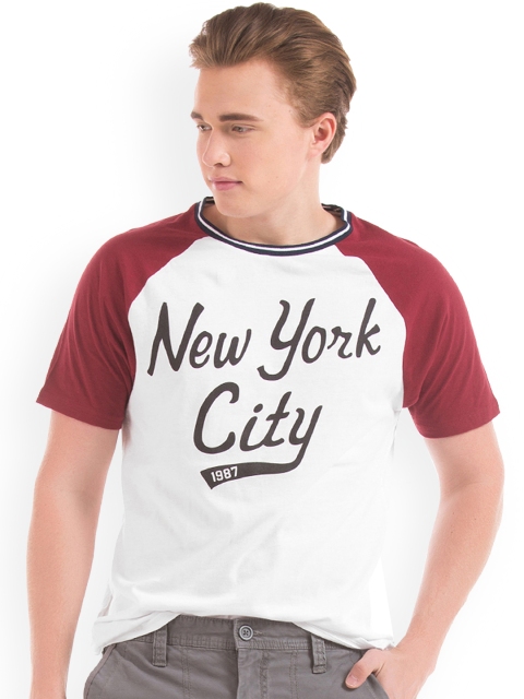 

Aeropostale Men White Printed Round Neck T-shirt