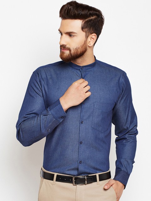 

Hancock Men Navy Blue Slim Fit Solid Formal Shirt