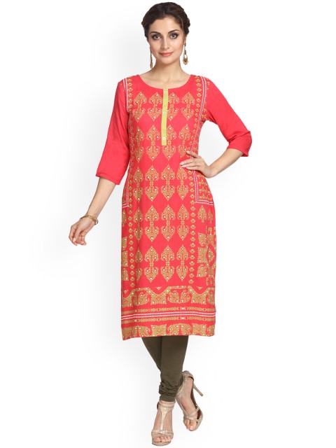 

Alena Women Red Printed Straight Kurta