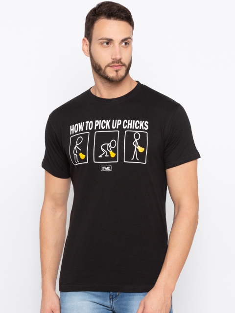 

Globus Men Black Printed Round Neck T-shirt