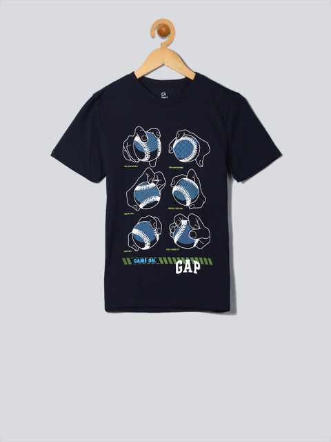

GAP Boys Blue Printed Round Neck T-shirt