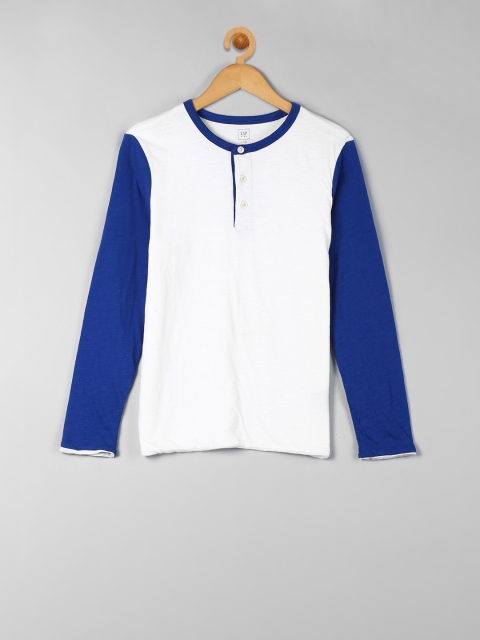 

GAP Boys White Solid Henley T-shirt