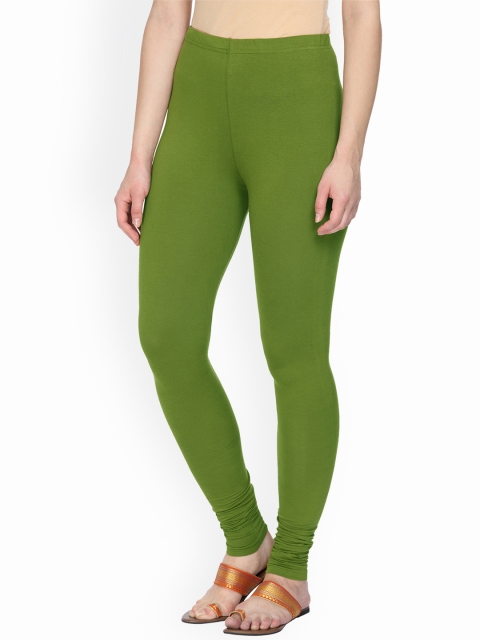 Alena Women Green Solid Churidar-Length Leggings