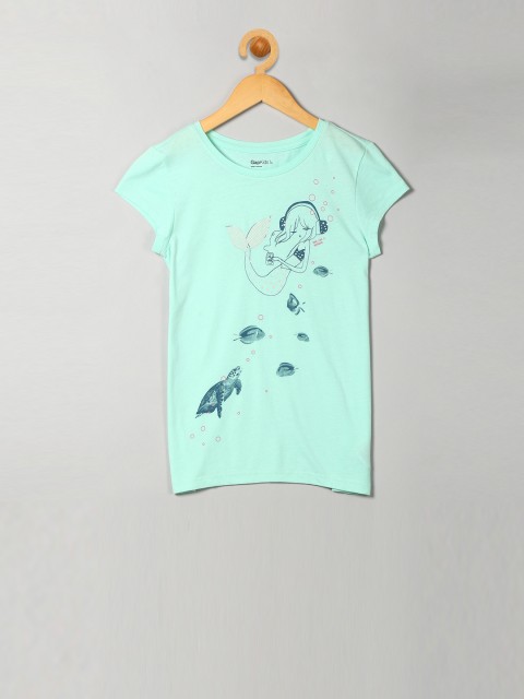 

GAP Girls Blue Printed Round Neck T-shirt