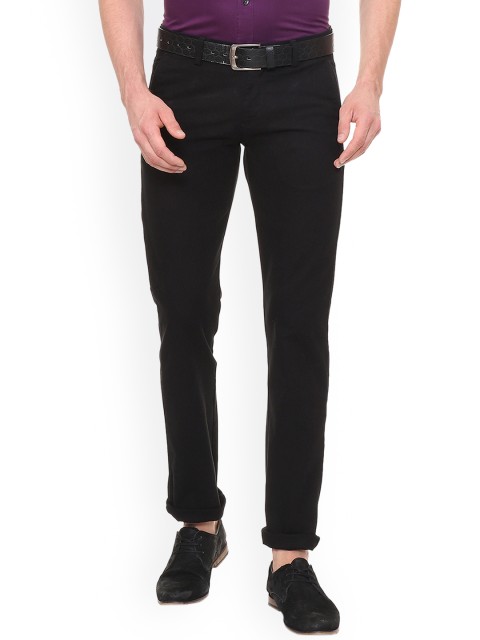 

Allen Solly Men Black Slim Fit Solid Regular Trousers
