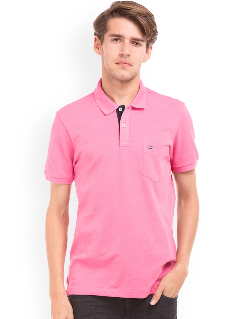 

Arrow Sport Men Pink Solid Polo Collar T-shirt