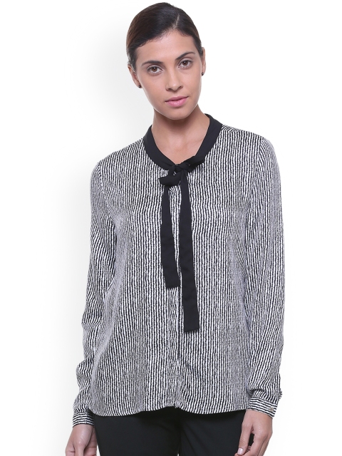 

Van Heusen Woman Black & White Regular Fit Printed Casual Shirt